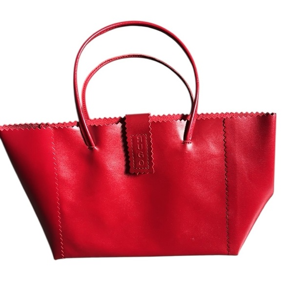 Hugo Vibrant Red leather small shopping tote Bag - Picture 17 of 17